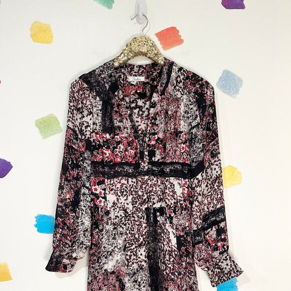 Parker Dresses & Skirts - M Parker Silk Black Red Print Long Sleeved Dress